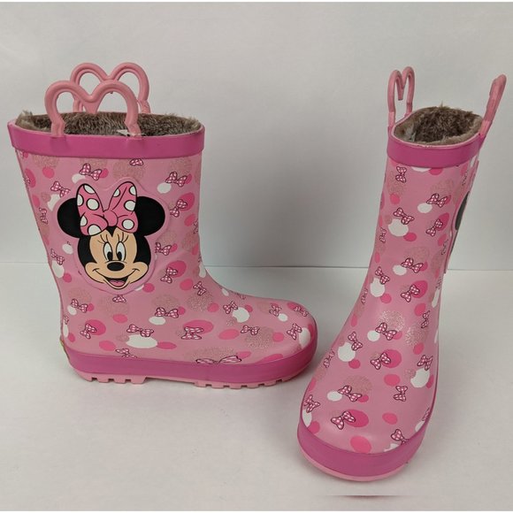 Western Chief Fur Lined Minnie Mouse Rain Boots - Picture 1 of 5